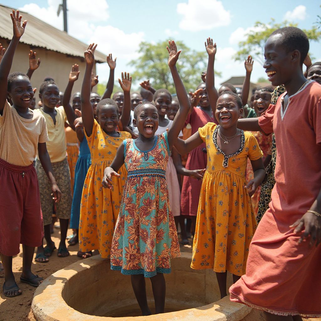 Awọn ọmọ ẹgbẹ agbegbe ti n ṣe ayẹyẹ iraye si omi mimọ