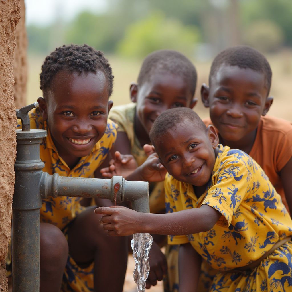 Awọn ọmọde ti o ni omi mimọ ni Iwọ-oorun Afirika